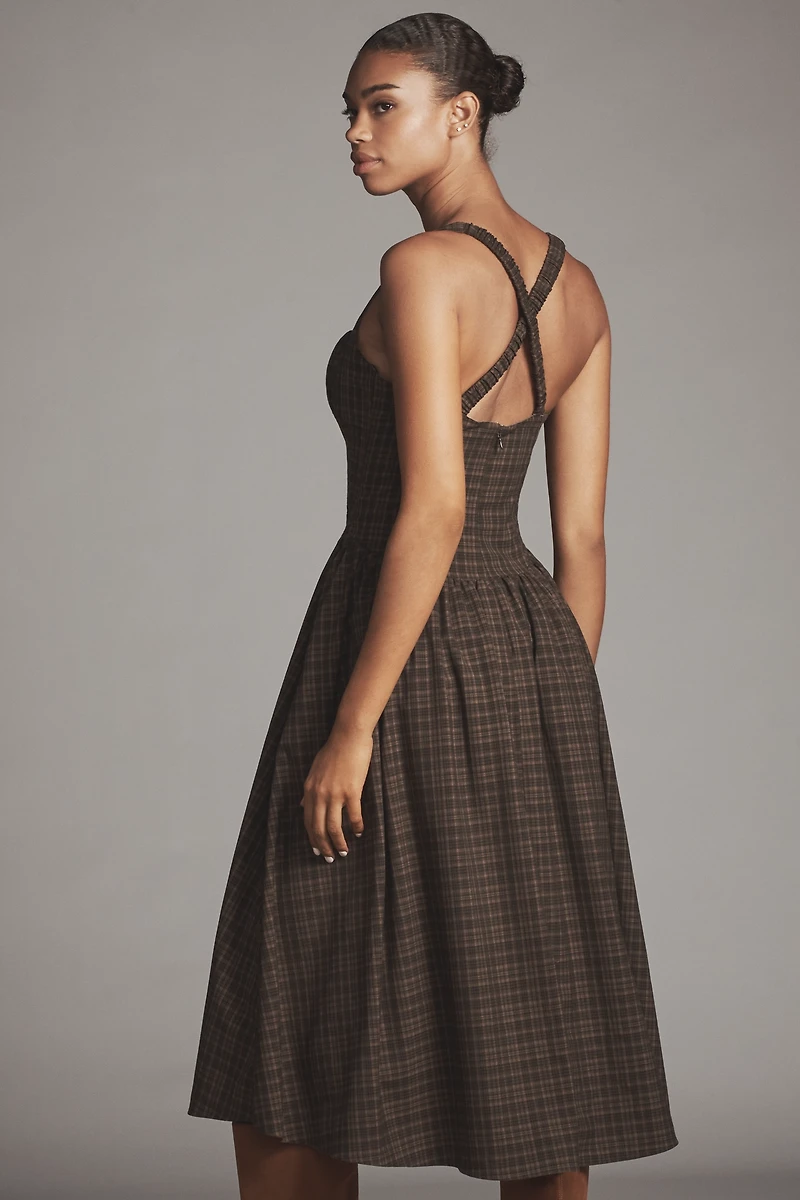 For Love & Lemons Halter Basque-Waist Midi Dress
