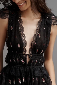 For Love & Lemons Poppy Plunge Lace Maxi Dress