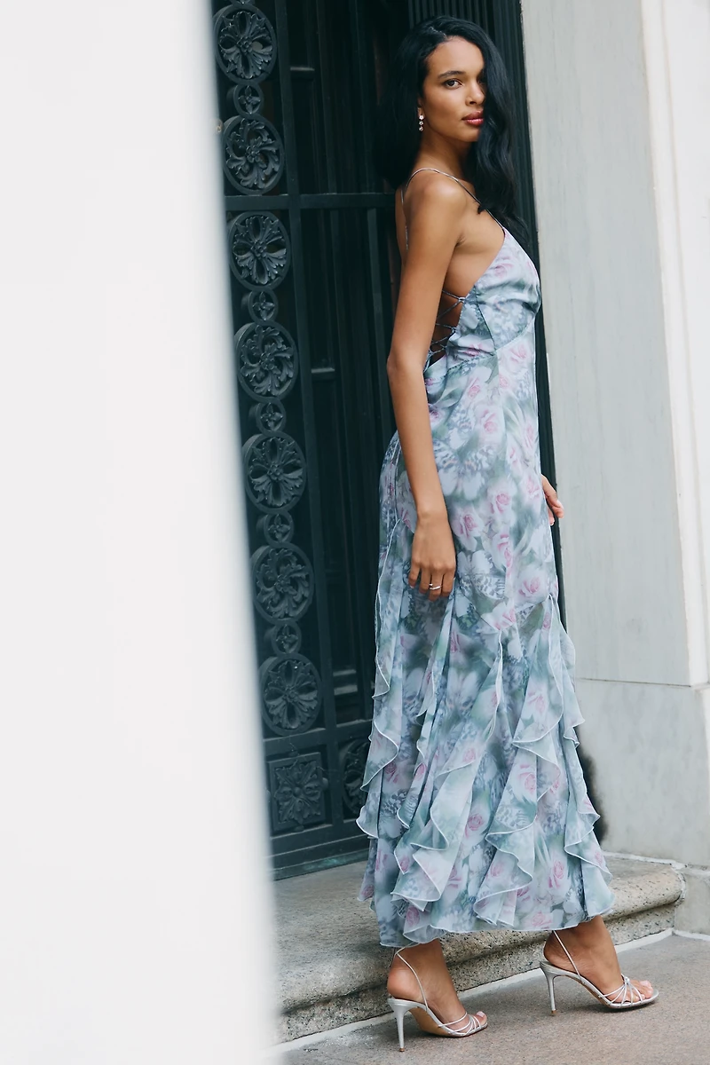 For Love & Lemons Elea Ruffle Maxi Dress