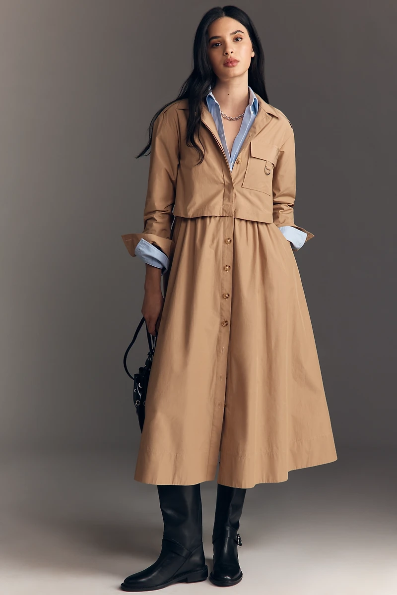 Derek Lam 10 Crosby Janine Poplin Trench Midi Dress