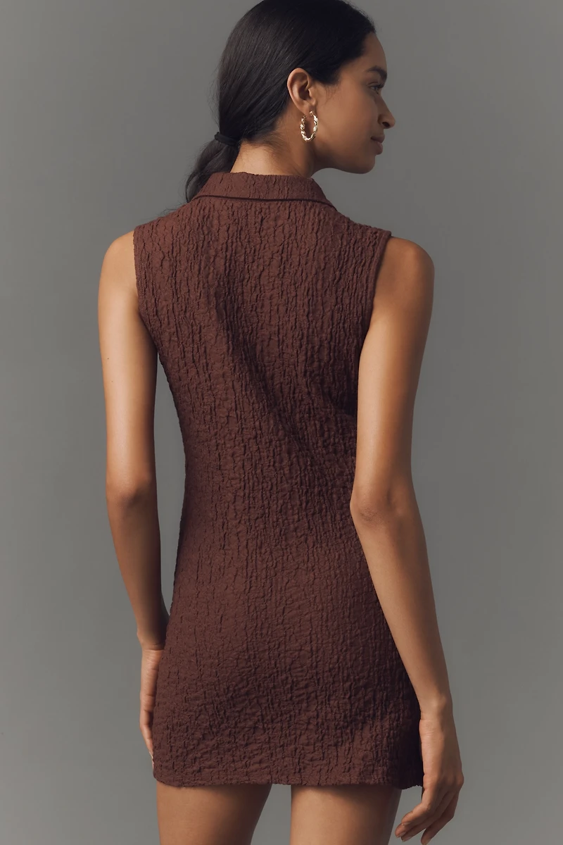 By Anthropologie Sleeveless Textured Mini Shirt Dress