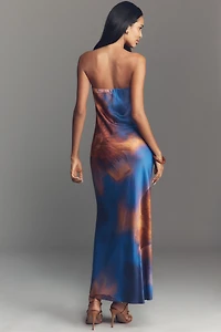 The Fleur Strapless Satin Maxi Slip Dress