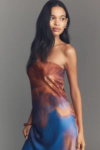 The Fleur Strapless Satin Maxi Slip Dress