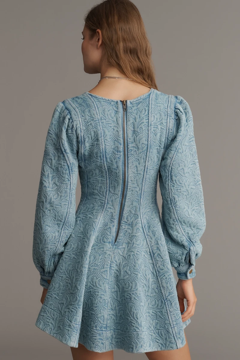 Pilcro Long-Sleeve V-Neck Textured Mini Dress