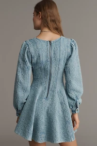 Pilcro Long-Sleeve V-Neck Textured Mini Dress
