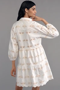 The Bettina Eyelet Tiered Mini Shirt Dress by Maeve