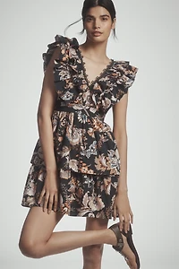 By Anthropologie Sleeveless Ruffled A-Line Mini Dress