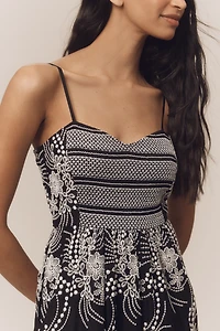 By Anthropologie Sleeveless Sweetheart Tiered Midi Dress