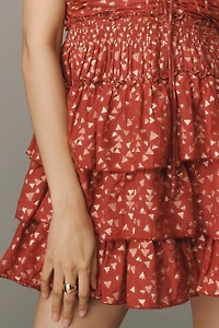 By Anthropologie Short-Sleeve Ruffled Mini Dress