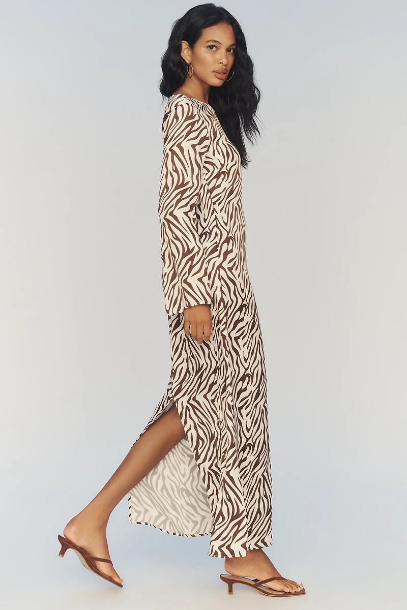 By Anthropologie Long-Sleeve Maxi Slip Dress