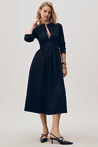 Maeve Long-Sleeve Twofer Cardigan Midi Dress