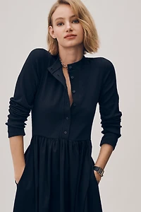 Maeve Long-Sleeve Twofer Cardigan Midi Dress