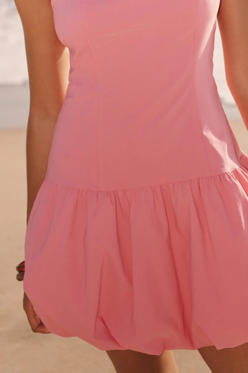 Maeve Square-Neck Poplin Bubble Mini Dress