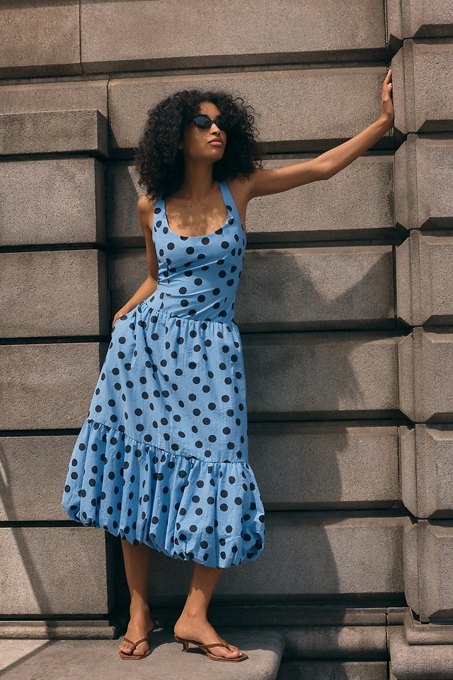 weworewhat sleeveless v-neck ruched linen midi dress WeWoreWhat