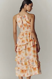 By Anthropologie Tiered Ruffle Halter Dress