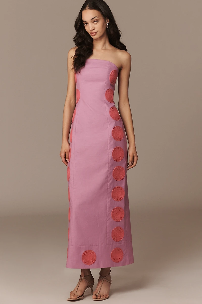 The Wolf Gang Filipa Cotton-Linen Embroidered Maxi Dress