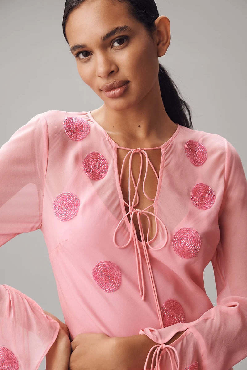 The Wolf Gang Sanja Long-Sleeve Maxi Slip Dress
