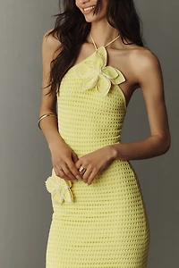 The Wolf Gang Sevilla 3D Floral Halter Maxi Dress