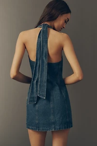 The Wolf Gang Wynn Denim Halter Mini Dress