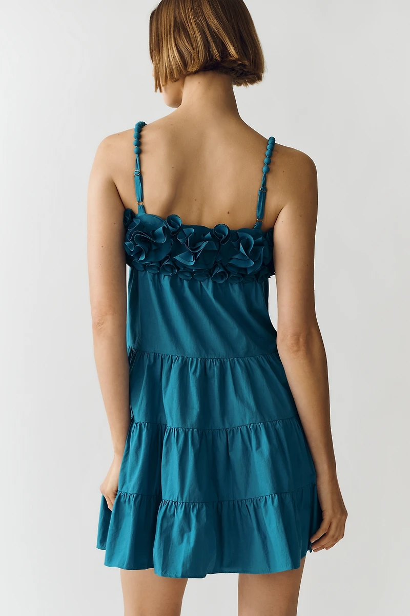 Saylor Carie Sleeveless Ruffled Square-Neck Tiered Mini Dress