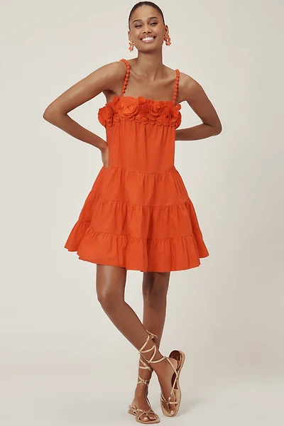 Saylor Carie Sleeveless Ruffled Square-Neck Tiered Mini Dress
