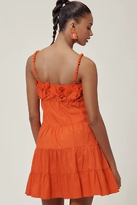 Saylor Carie Sleeveless Ruffled Square-Neck Tiered Mini Dress