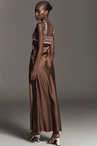 Saylor Sleeveless Embellished Square-Neck Maxi Dress