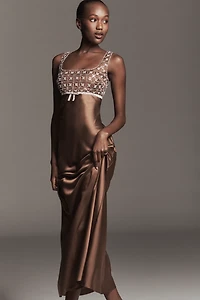 Saylor Sleeveless Embellished Square-Neck Maxi Dress