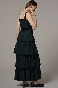 Saylor Square-Neck Tiered Maxi Dress
