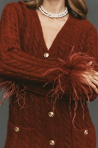 Saylor Long-Sleeve Faux-Feather Sweater Mini Dress