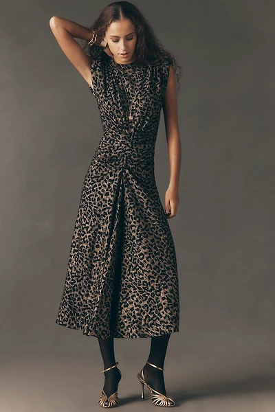 Saylor Cinched Short-Sleeve Maxi Dress