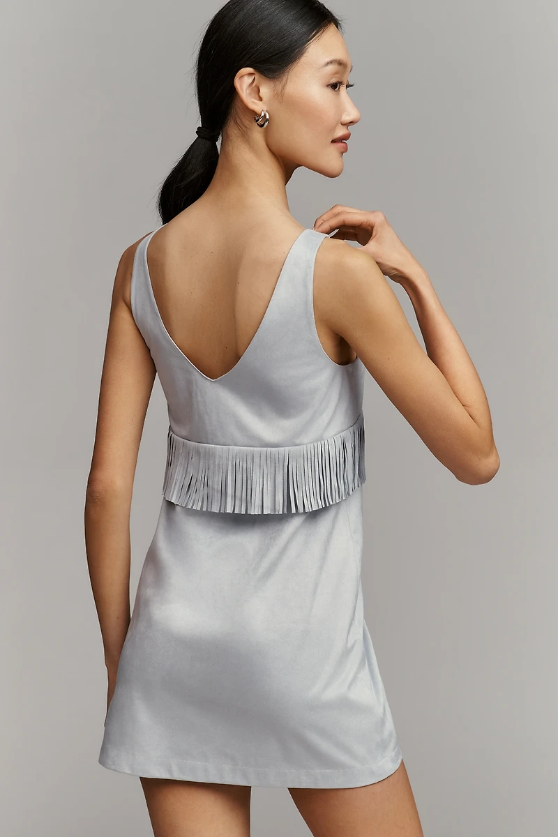 Saylor Kerri V-Neck Faux Suede Mini Dress