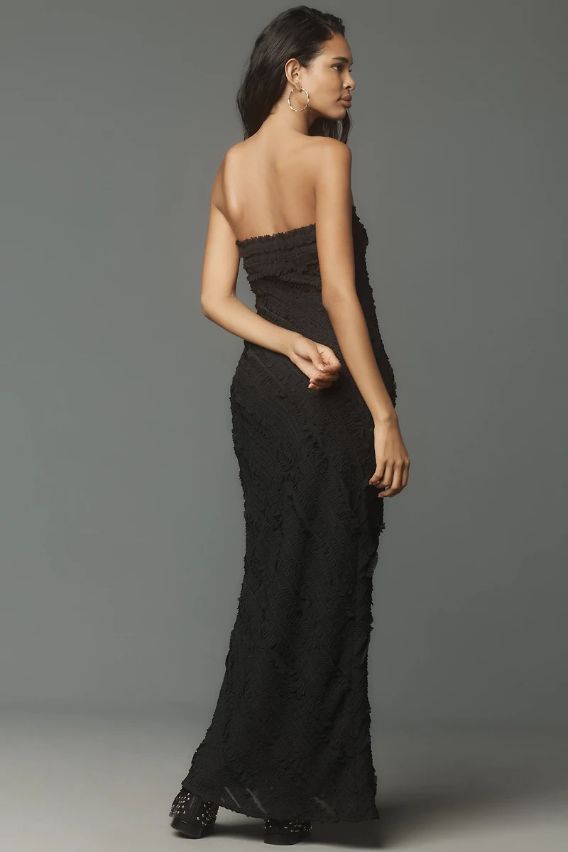 Endless Rose Strapless Textured Column Midi Dress