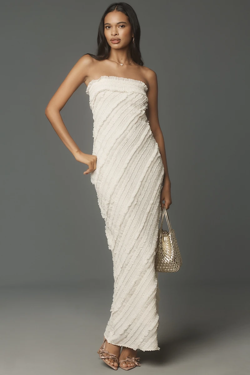 Endless Rose Strapless Textured Column Midi Dress