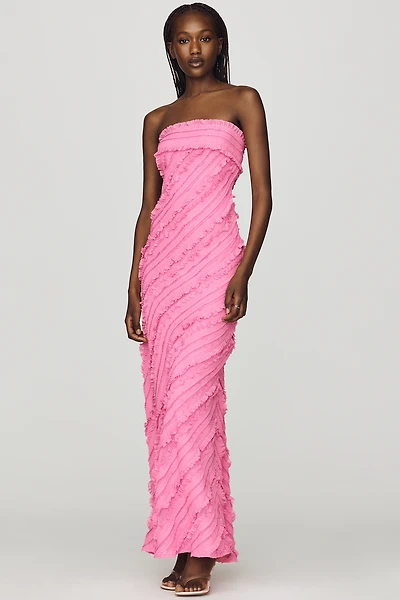 Endless Rose Strapless Textured Column Midi Dress