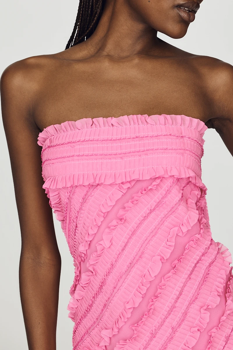 Endless Rose Strapless Textured Column Midi Dress