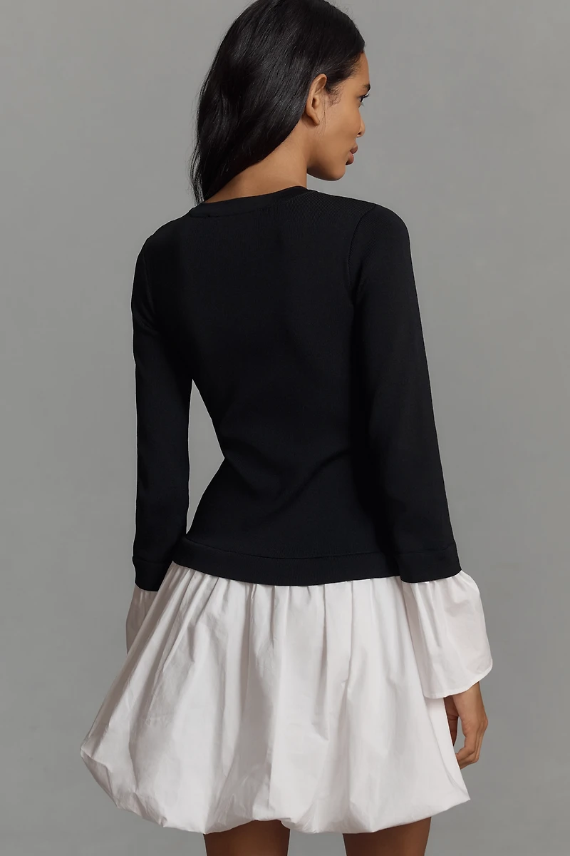 Endless Rose Long-Sleeve Twofer Bubble Mini Dress
