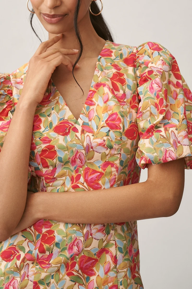 Endless Rose V-Neck Puff-Sleeve Mini Dress