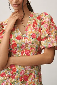 Endless Rose V-Neck Puff-Sleeve Mini Dress