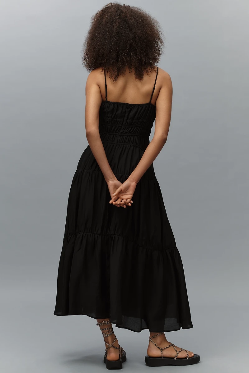 Endless Rose Sleeveless Smocked Tiered A-Line Midi Dress