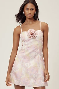 Endless Rose Jacquard Square-Neck Mini Dress