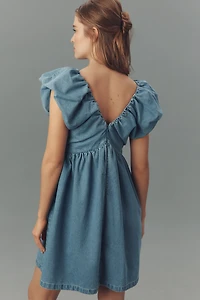 Endless Rose Sleeveless V-Neck Denim Babydoll Mini Dress