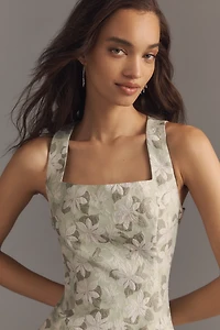 Endless Rose Sleeveless Square-Neck Jacquard Mini Dress
