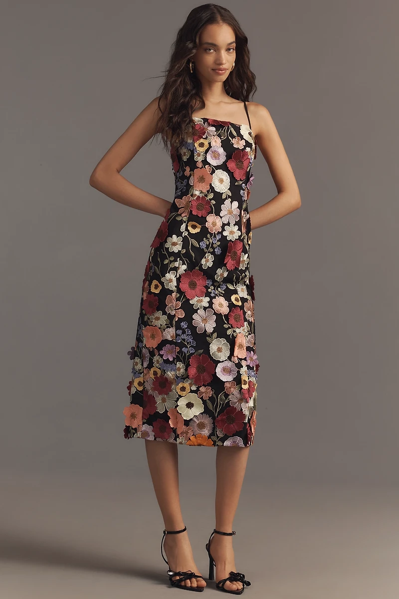 Endless Rose Sleeveless Floral Embroidered Midi Dress