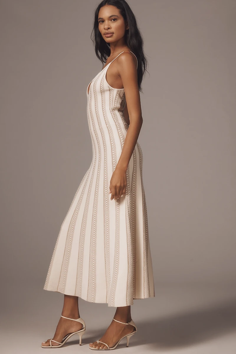 Endless Rose Sleeveless V-Neck Lurex Midi Dress