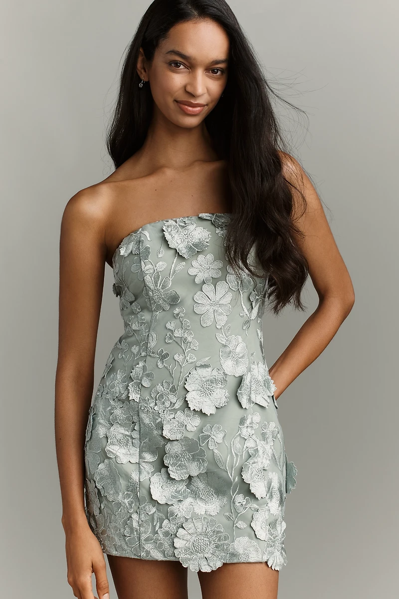 Endless Rose Strapless Floral Embroidered Mini Dress