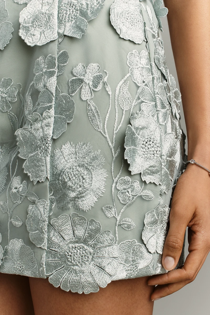 Endless Rose Strapless Floral Embroidered Mini Dress