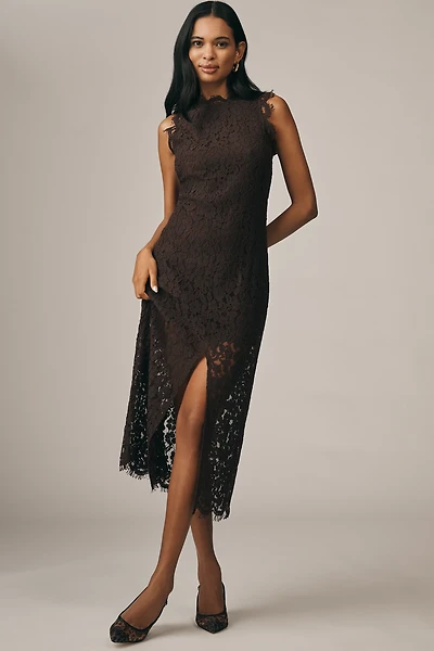 Endless Rose Sleeveless Mock-Neck Lace Midi Dress
