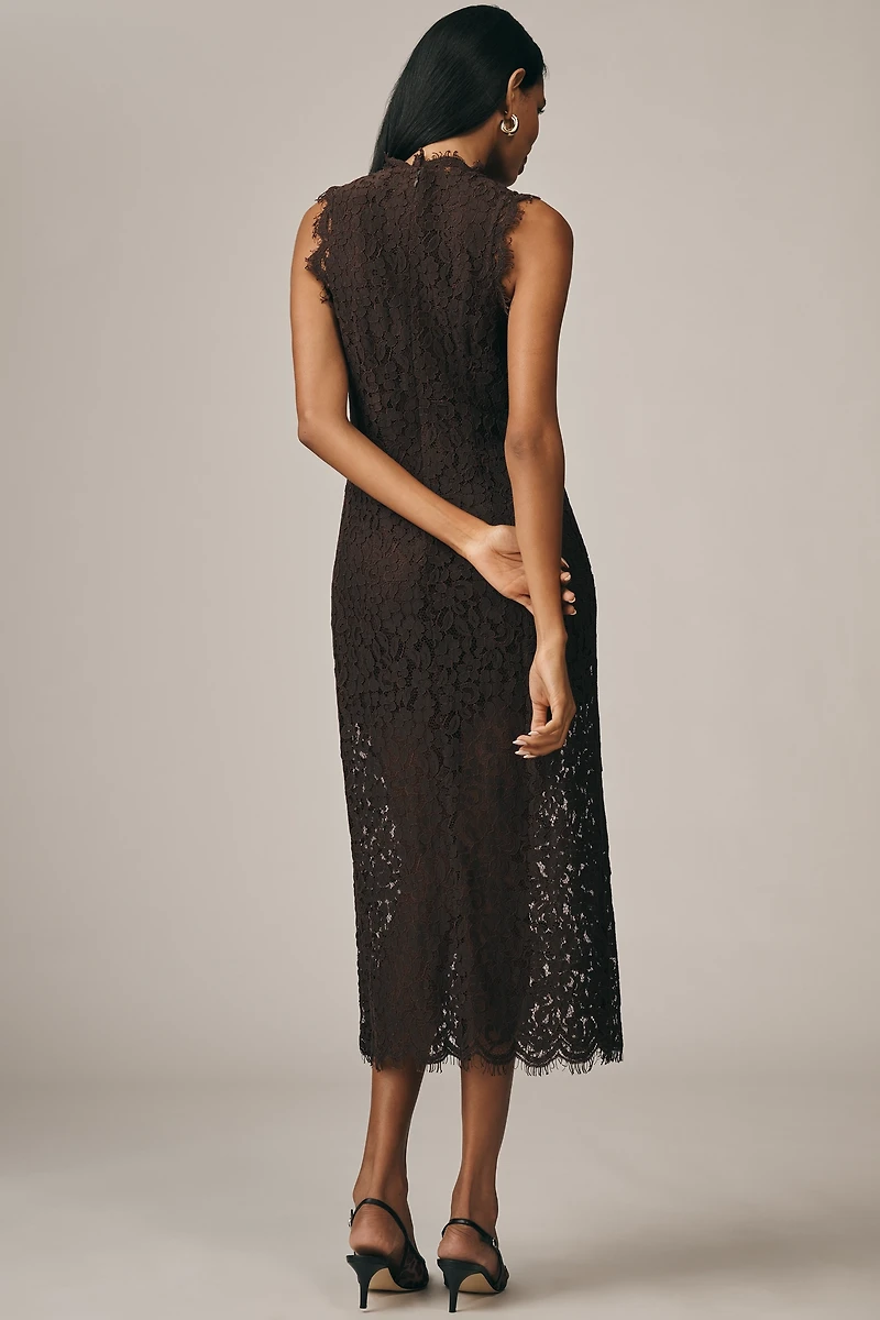 Endless Rose Sleeveless Mock-Neck Lace Midi Dress