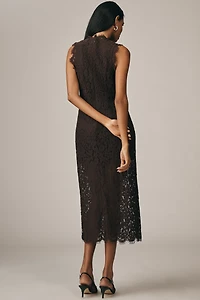 Endless Rose Sleeveless Mock-Neck Lace Midi Dress